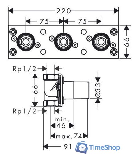 Скрытый механизм Hansgrohe ShowerTablet 13129180 - Изображение №2 — Интернет-магазин Time-Shop