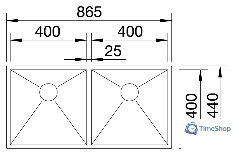 Кухонная мойка Blanco Zerox 400/400-U 521620 - Изображение №2 — Интернет-магазин Time-Shop