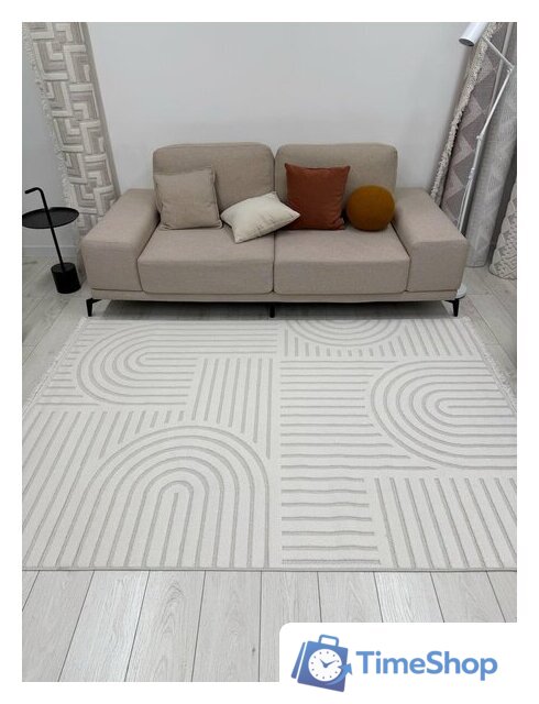 Ковер для жилой комнаты Radjab Carpet Поло Прямоугольник PL 255 12536RK (2x2.9, Cream) - Изображение №4 — Интернет-магазин Time-Shop