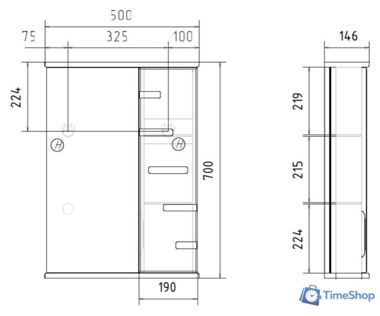  Volna Шкаф с зеркалом Joli 50 R (белый) - Изображение №9 — Интернет-магазин Time-Shop