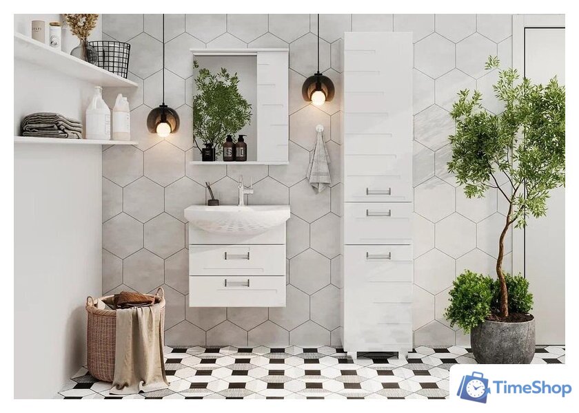  Volna Шкаф с зеркалом Joli 50 R (белый) - Изображение №3 — Интернет-магазин Time-Shop