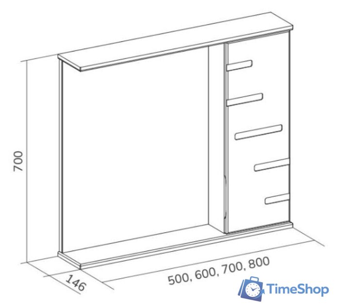  Volna Шкаф с зеркалом Joli 50 R (белый) - Изображение №10 — Интернет-магазин Time-Shop