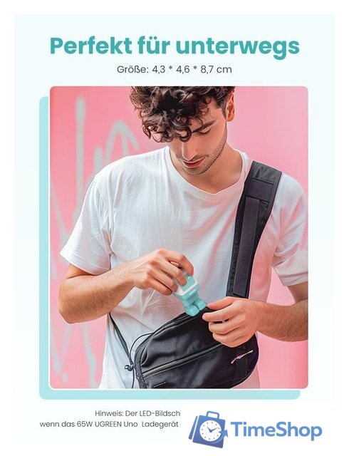 Сетевое зарядное Ugreen Nexode RG 65W CD361 (голубой/розовый) - Изображение №8 — Интернет-магазин Time-Shop