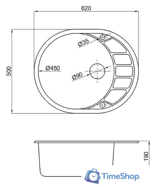 Кухонная мойка Marblan Ovata R (оникс,с сифоном) - Изображение №6 — Интернет-магазин Time-Shop