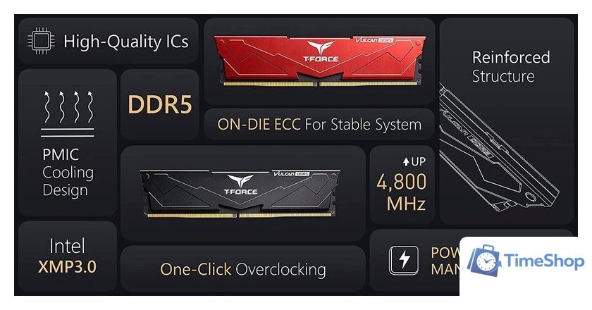 Оперативная память Team T-Force Vulcan 2x32ГБ DDR5 5600 МГц FLBD564G5600HC38JDC01 - Изображение №8 — Интернет-магазин Time-Shop