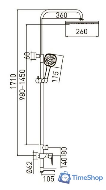 Душевая система  Gross Aqua Evo GA9017SMDMB - Изображение №2 — Интернет-магазин Time-Shop