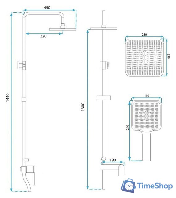 Душевая система  Rea Storm REA-P9530 - Изображение №6 — Интернет-магазин Time-Shop