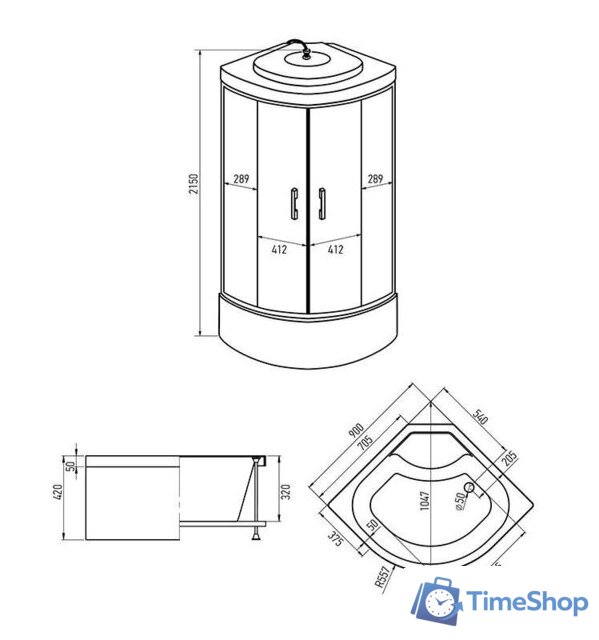 Душевая кабина Erlit ER3509TP-C3-RUS 90x90 - Изображение №2 — Интернет-магазин Time-Shop