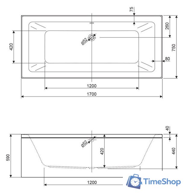 Ванна Cezares Plane Mini-170-75-42-W37 - Изображение №3 — Интернет-магазин Time-Shop