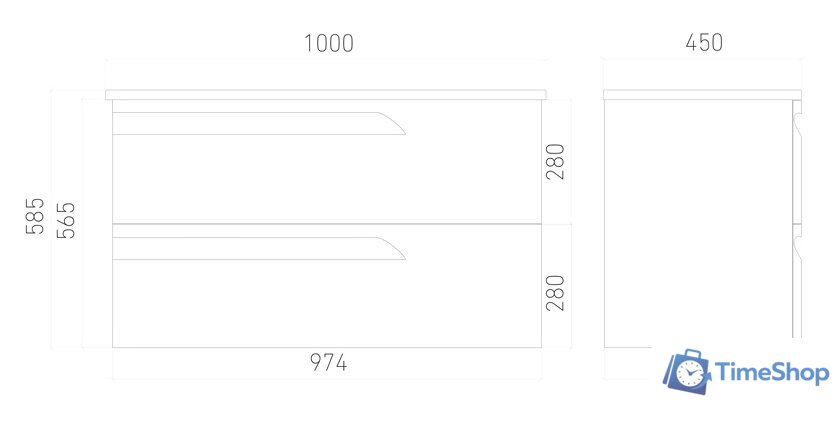 Laparet Тумба под умывальник Atlas 100 (белый матовый) - Изображение №2 — Интернет-магазин Time-Shop