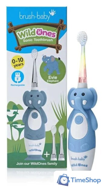 Электрическая зубная щетка Brush-Baby WildOnes Elephant - Изображение №2 — Интернет-магазин Time-Shop