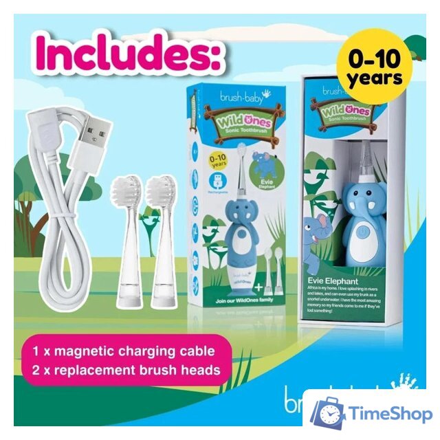 Электрическая зубная щетка Brush-Baby WildOnes Elephant - Изображение №4 — Интернет-магазин Time-Shop