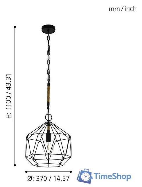 Подвесная люстра Eglo Cottingham 43328 - Изображение №3 — Интернет-магазин Time-Shop