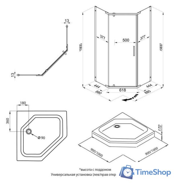 Душевой уголок Triton Дека-Блэк 90x90 (черный, с поддоном) - Изображение №10 — Интернет-магазин Time-Shop