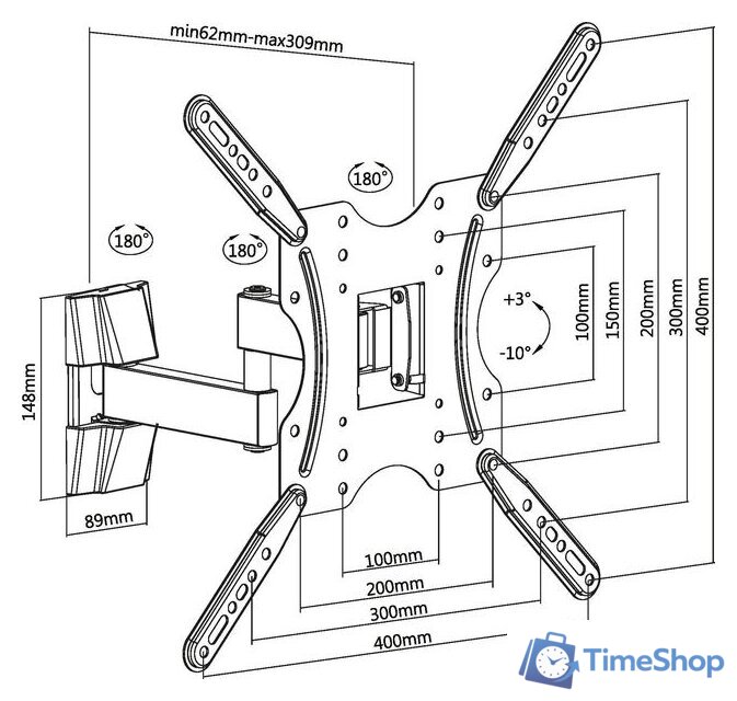 Кронштейн для телевизора Ultramounts UM903 (черный) - Изображение №9 — Интернет-магазин Time-Shop