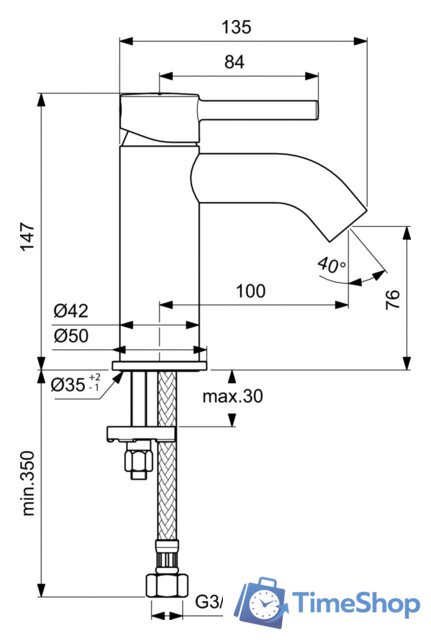Смеситель Ideal Standard Ceraline BC268XG - Изображение №2 — Интернет-магазин Time-Shop