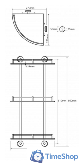  Bemeta Этажерка Omega 104202152 - Изображение №2 — Интернет-магазин Time-Shop