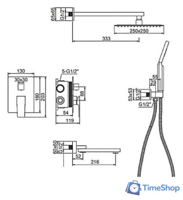 Душевая система  Ledeme L2478-2 - Изображение №2 — Интернет-магазин Time-Shop
