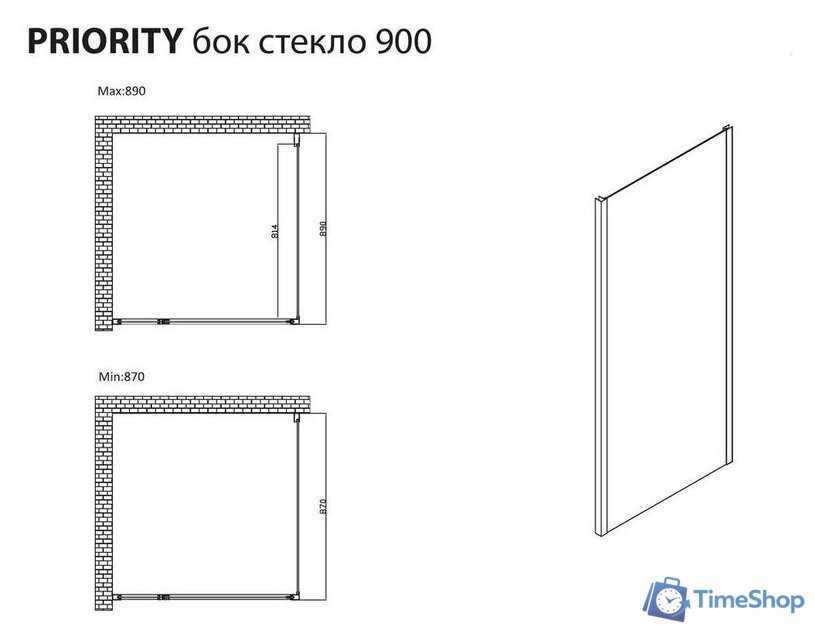 Душевая стенка Allen Brau Priority 3.31045.BBA 89x200 294074 (черный браш) - Изображение №5 — Интернет-магазин Time-Shop