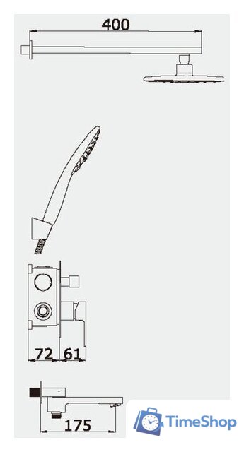 Душевая система  Vieir V393563-S - Изображение №2 — Интернет-магазин Time-Shop