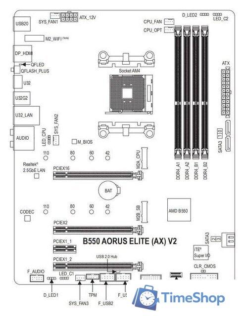Материнская плата Gigabyte B550 Aorus Elite AX V2 (rev. 1.0) - Изображение №5 — Интернет-магазин Time-Shop