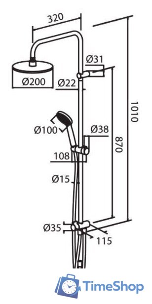 Душевая система  RedBlu Origin One [978100000] - Изображение №2 — Интернет-магазин Time-Shop