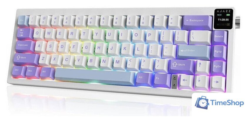 Клавиатура Ajazz AK650 (белый/фиолетовый/голубой, Ajazz Dream Weaving) - Изображение №2 — Интернет-магазин Time-Shop