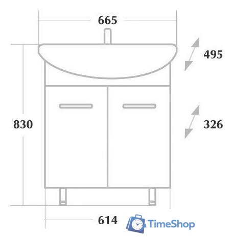  Onika Тумба под умывальник Стелла 65.10 (белый) [106501] - Изображение №3 — Интернет-магазин Time-Shop