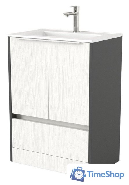  Дабер Тумба под умывальник 017 60 Т17.6.0.20Б (белый древесный/серый/ручка белая) - Изображение №1 — Интернет-магазин Time-Shop