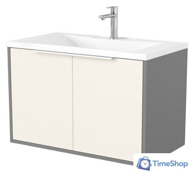  Дабер Тумба под умывальник 018 Andrea Elen 80 Т18.8А.0.19Б (бежевый/серый/ручка белая) - Изображение №1 — Интернет-магазин Time-Shop