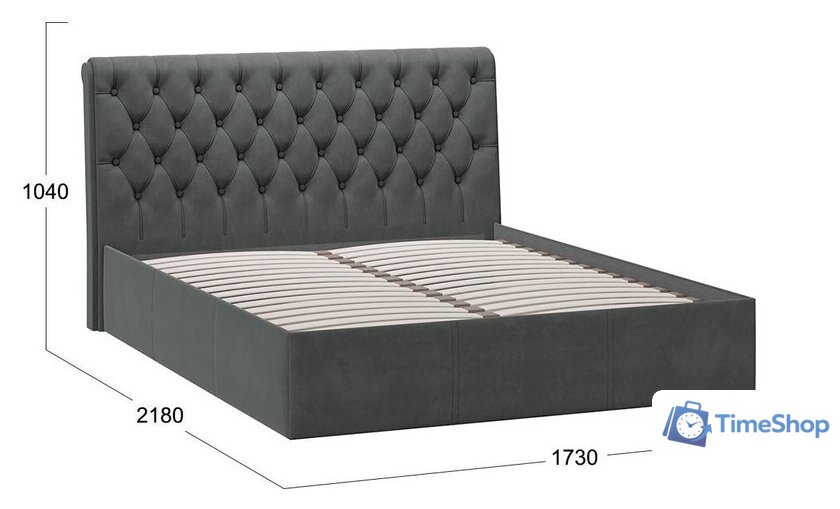 Кровать Трия Скарлет 160x200 (велюр графит) - Изображение №3 — Интернет-магазин Time-Shop