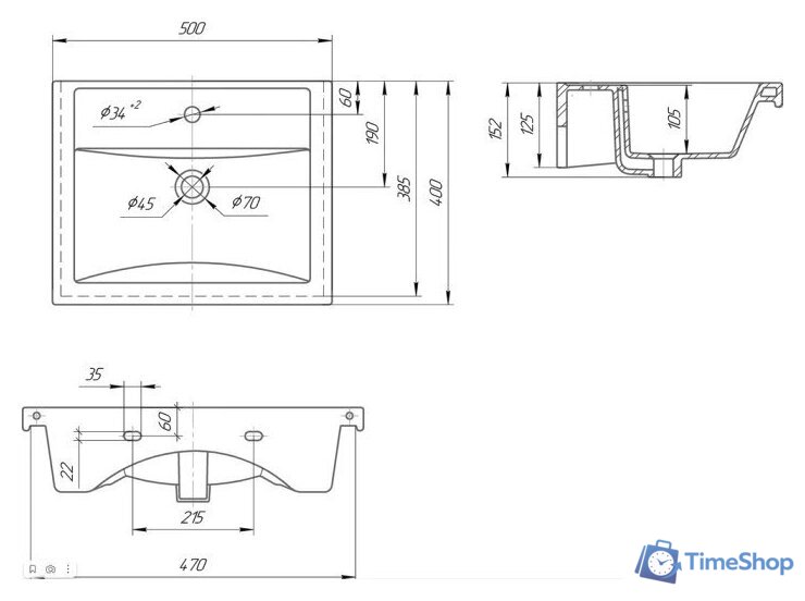  Onika Тумба под умывальник Тимбер 50 105034 - Изображение №4 — Интернет-магазин Time-Shop