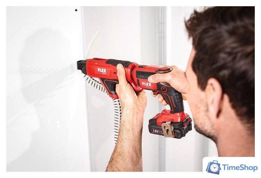 Шуруповерт для гипсокартона FLEX DW 45 18.0-EC M/2.5 Set 466824 (с 2-мя АКБ 2.5 Ач, кейс, насадка автоподачи) - Изображение №7 — Интернет-магазин Time-Shop