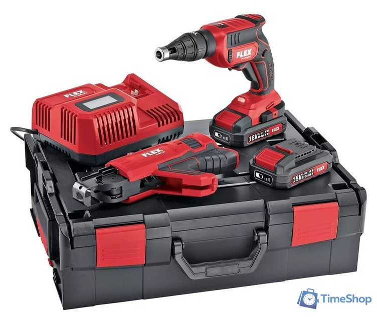 Шуруповерт для гипсокартона FLEX DW 45 18.0-EC M/2.5 Set 466824 (с 2-мя АКБ 2.5 Ач, кейс, насадка автоподачи) - Изображение №1 — Интернет-магазин Time-Shop