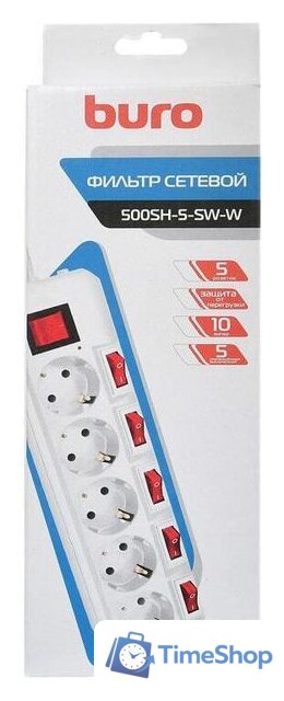 Сетевой фильтр Buro 500SH-5-SW-W - Изображение №4 — Интернет-магазин Time-Shop