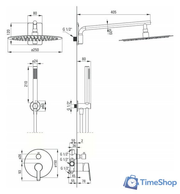 Душевая система  Deante Arnika Titanium NAC D9QP - Изображение №3 — Интернет-магазин Time-Shop