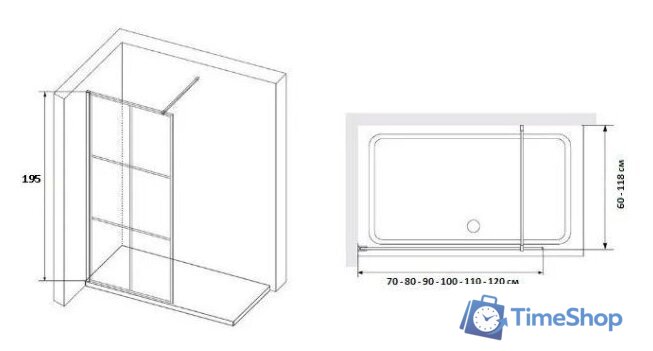 Душевая стенка RGW WA-111B 90 (прозрачное стекло) - Изображение №2 — Интернет-магазин Time-Shop