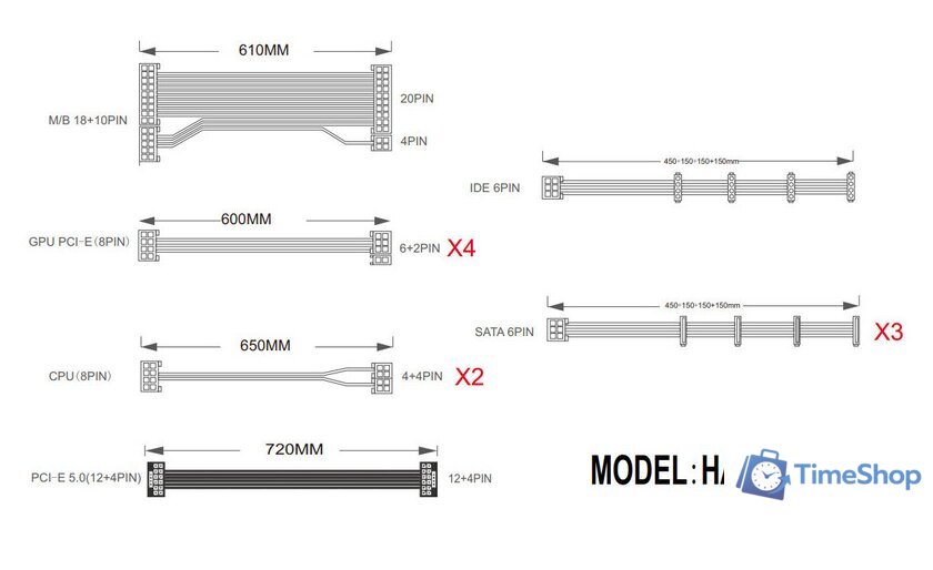 Блок питания 1stPlayer NGDP Platinum 1000W HA-1000BA3-BK - Изображение №2 — Интернет-магазин Time-Shop