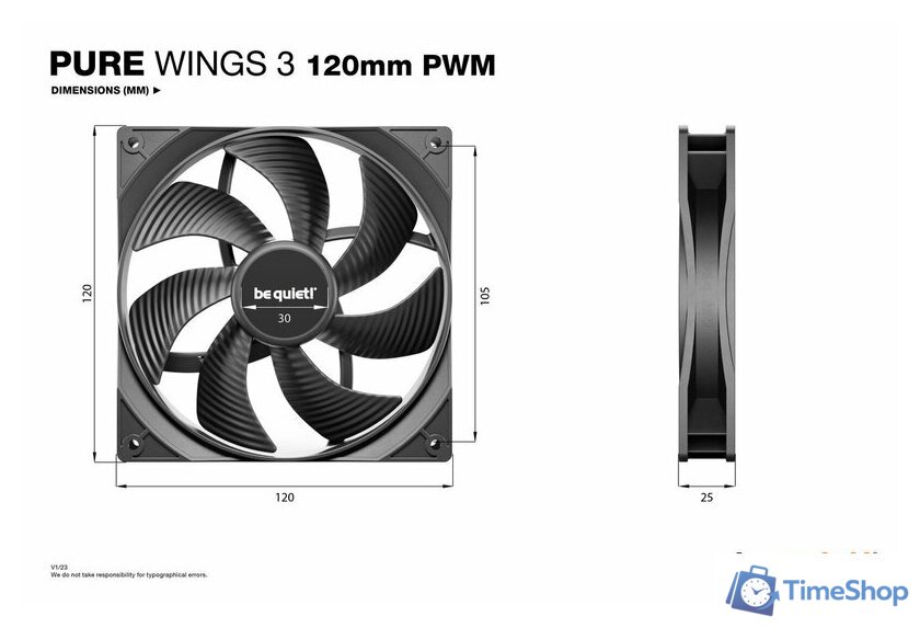 Вентилятор для корпуса be quiet! Pure Wings 3 120mm PWM BL105 - Изображение №4 — Интернет-магазин Time-Shop