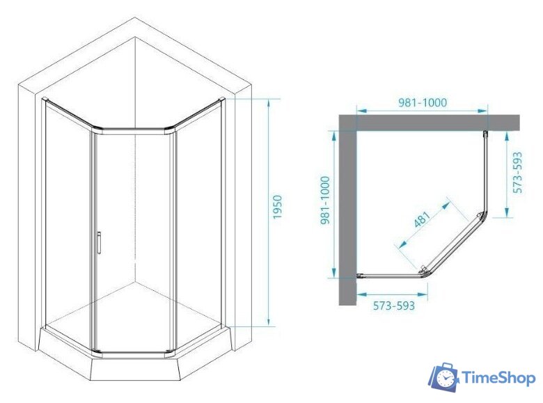 Душевой уголок RGW PA-86 90x90 (хром/прозрачное стекло) - Изображение №3 — Интернет-магазин Time-Shop