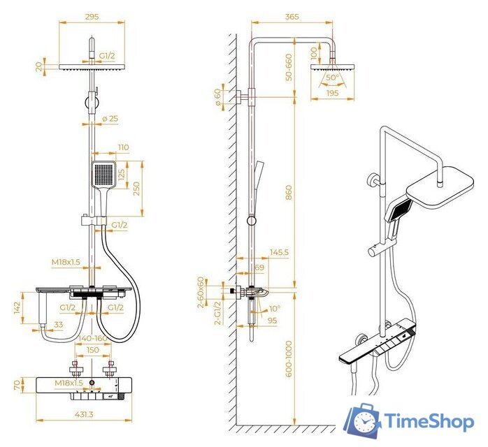 Душевая система  RGW SP-35B - Изображение №8 — Интернет-магазин Time-Shop