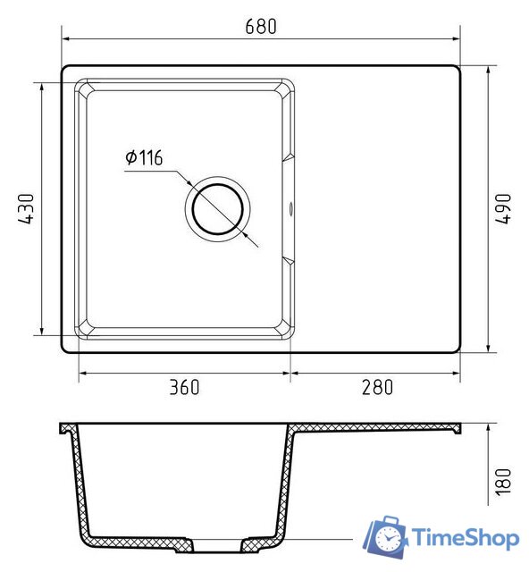 Кухонная мойка GranFest Urban GF-Urban-668L (белый) - Изображение №4 — Интернет-магазин Time-Shop