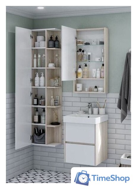  Акватон Шкаф с зеркалом Сканди 45 1A252002SDB20 (белый/дуб верона) - Изображение №4 — Интернет-магазин Time-Shop