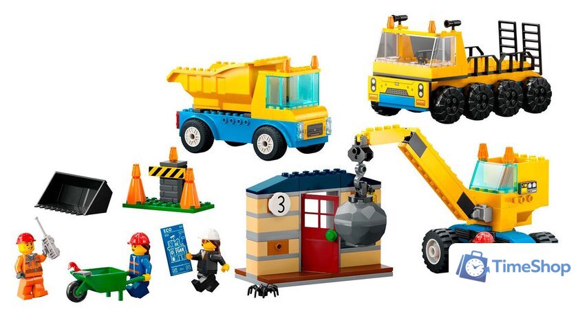 Конструктор LEGO City 60391 Строительные машины и кран с шаром для сноса - Изображение №3 — Интернет-магазин Time-Shop