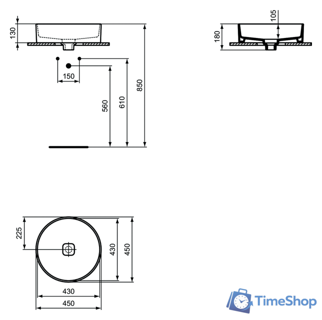 Умывальник Ideal Standard Strada II Round Vessel 45 T295901 - Изображение №2 — Интернет-магазин Time-Shop