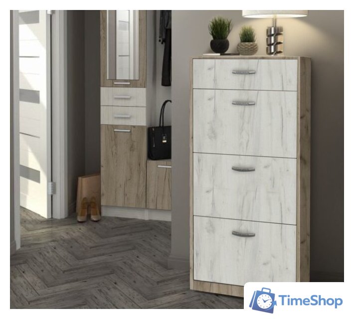 Тумба для обуви Артём-Мебель СН-100.12 (дуб крафт белый/дуб крафт серый) - Изображение №1 — Интернет-магазин Time-Shop