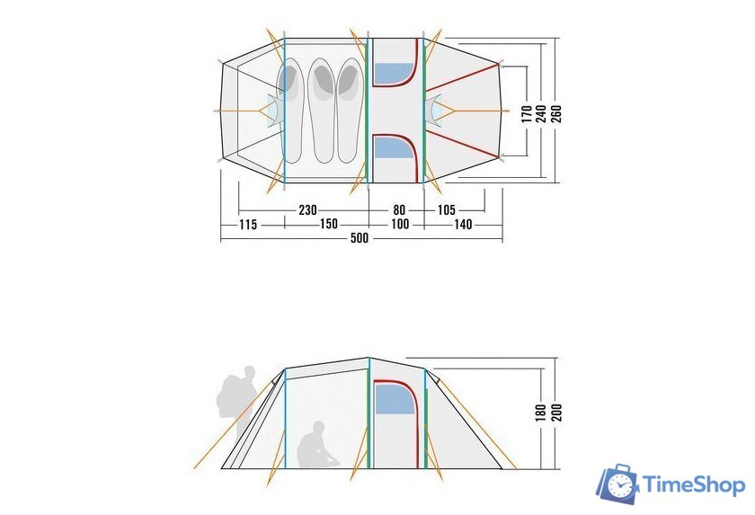 Кемпинговая палатка Tatonka Family Camp (светло-оливковый) - Изображение №5 — Интернет-магазин Time-Shop