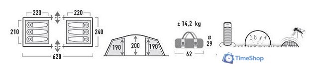 Треккинговая палатка High Peak Tauris 6 - Изображение №5 — Интернет-магазин Time-Shop