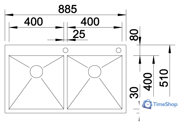 Кухонная мойка Blanco Zerox 400/400-IF/A 521648 - Изображение №2 — Интернет-магазин Time-Shop