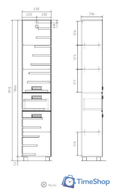  Volna Шкаф-пенал Joli 40 (напольный) - Изображение №13 — Интернет-магазин Time-Shop